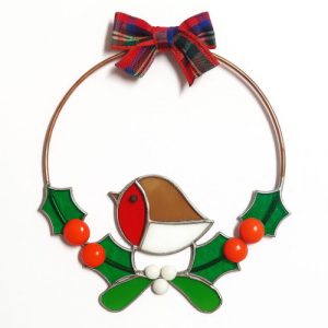 Christmas Small Copper Foiled Glass Wreath: 2hrs Evening Workshop