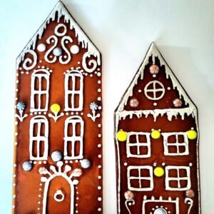 Fused Kiln Glass Gingerbread House Candle Shield Evening