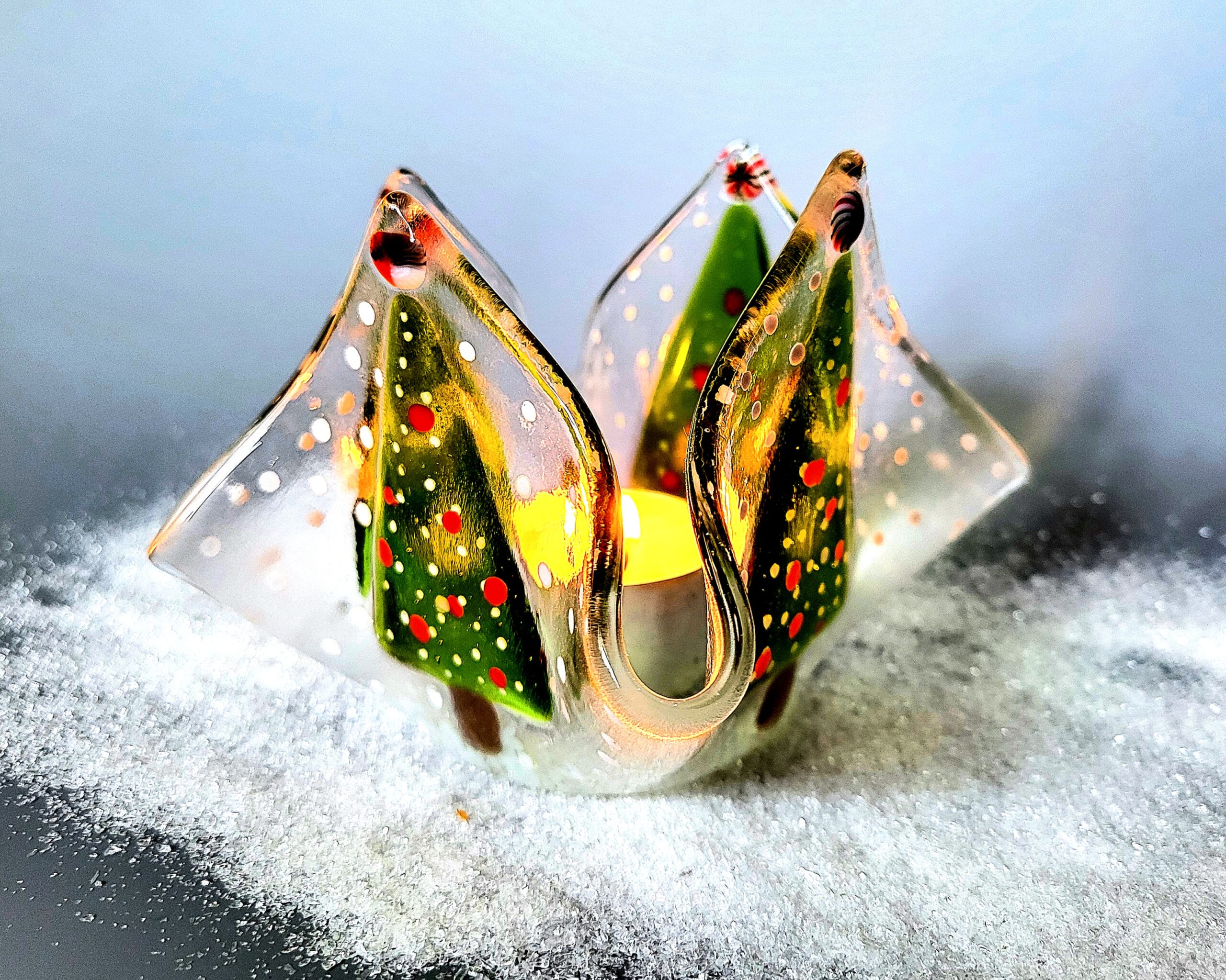 Fused Glass Christmas Tree Candle Votive - Image 2