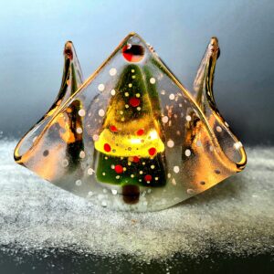 Fused Glass Christmas Tree Candle Votive